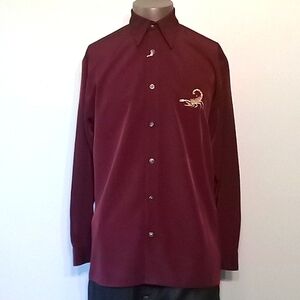 Scorpion & Micro 1pc Burgundy Long sleeves shirt by Daniali USA